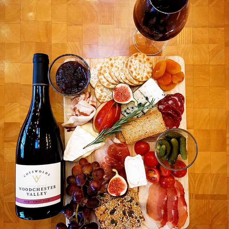 cheese board with Pinot